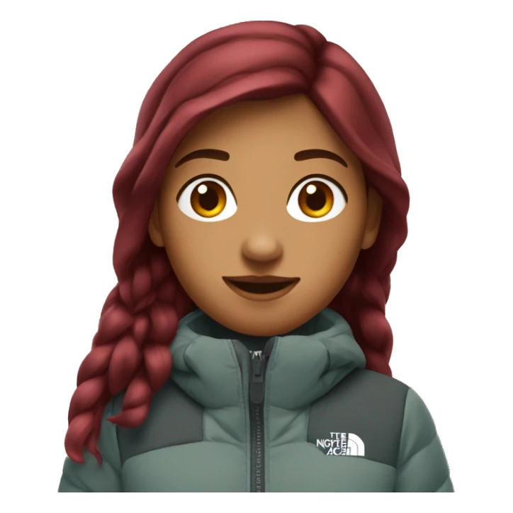 burgundy haired Girl wearing long northface  sticker