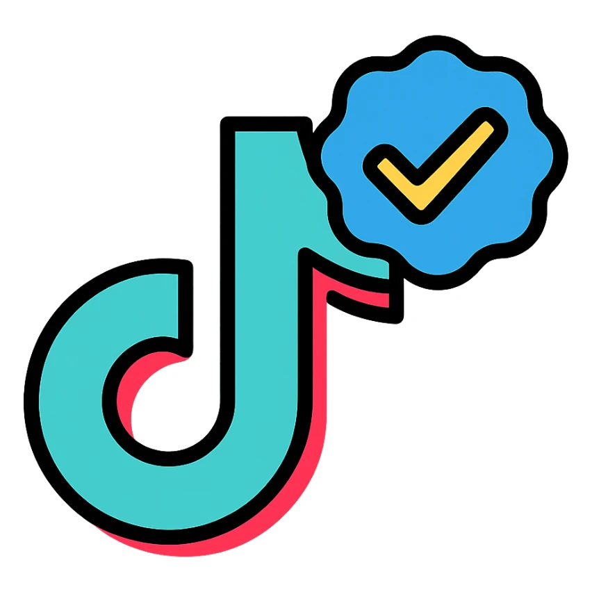 TikTok verified icon, clean, recognizable, suitable for social media sticker