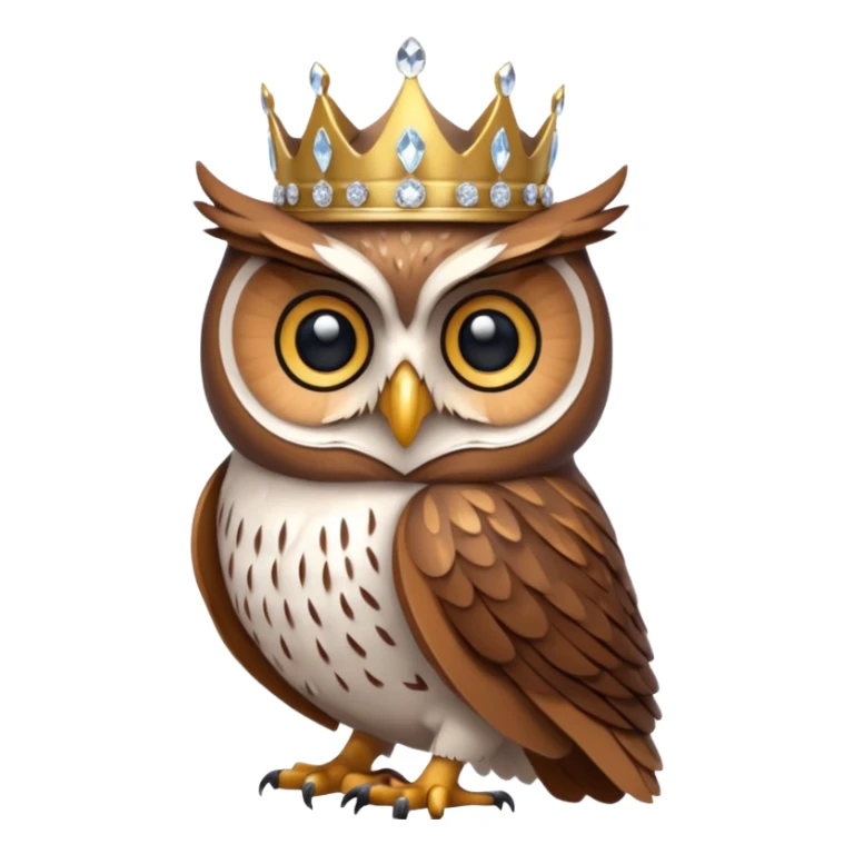 Owl Duke – wise owl with crystal crown perched gracefully. sticker