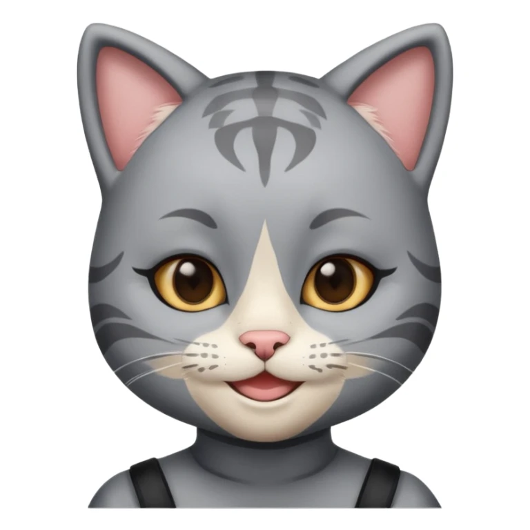 little kid with cat face paint and grey cat suit sticker