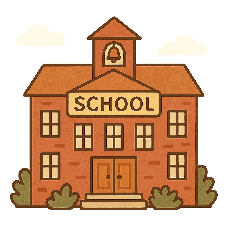 school building, classic style, simple, clear details sticker