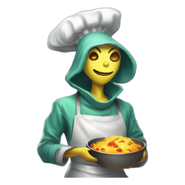 alien chef scifi roguelike rpg style inspired by slay the spire digital art sticker