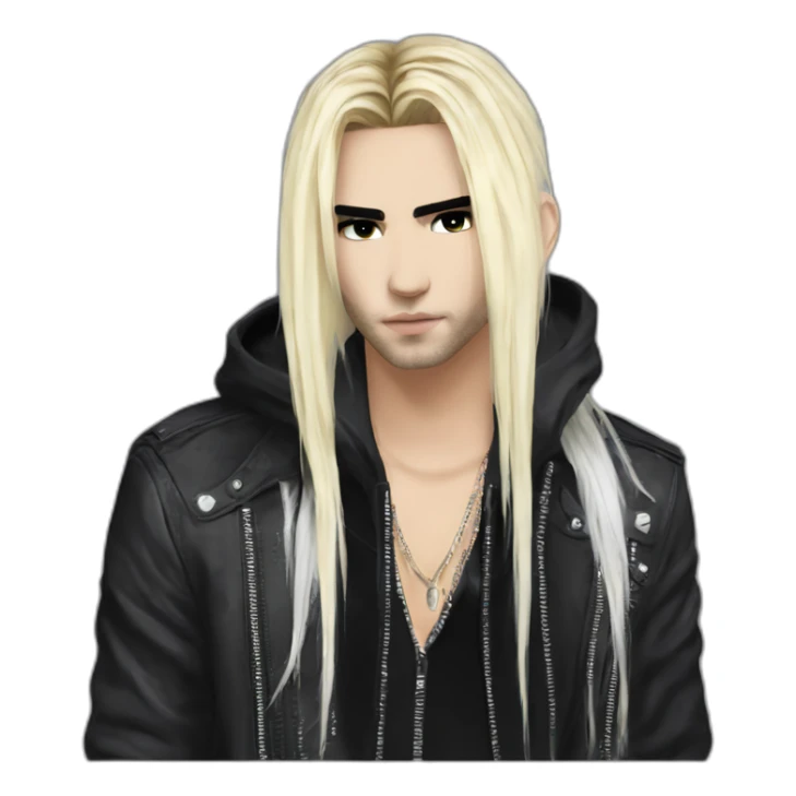 Bill Kaulitz black hair down with blonde highlights emo sticker