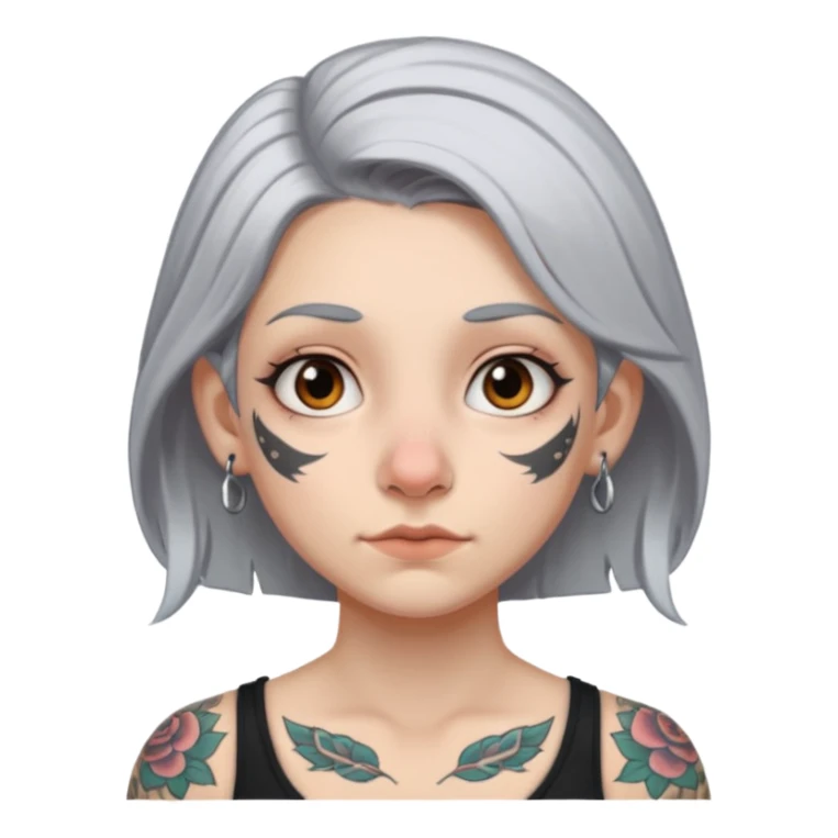 white-gray haired heavy tattooed big nose young girl sticker