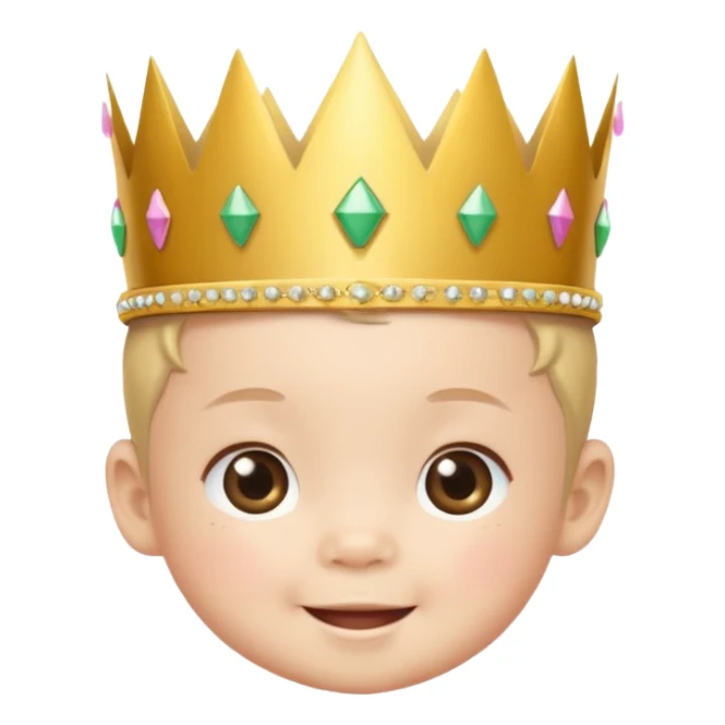 white asian baby wearing birthday crown sticker
