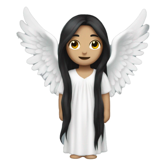 An angel with long black hair and white skin sticker