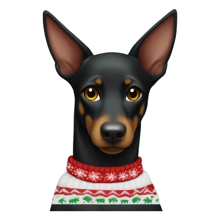 Black Australian kelpie with white Christmas sweater  sticker