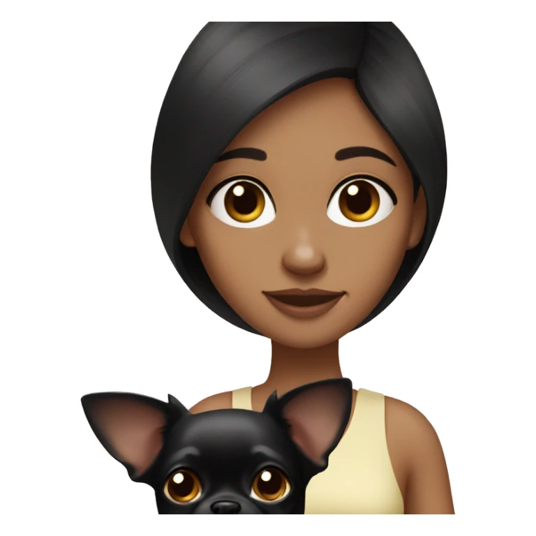 Brunette girl with black chihuahua sticker