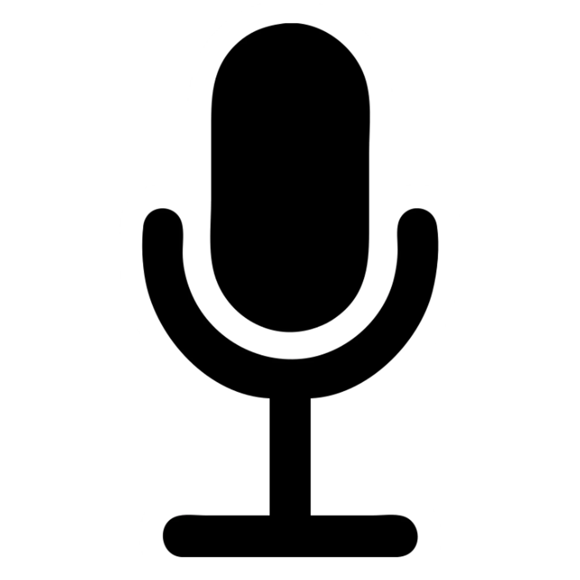 A microphone in a black filled icon style, with a stand. sticker