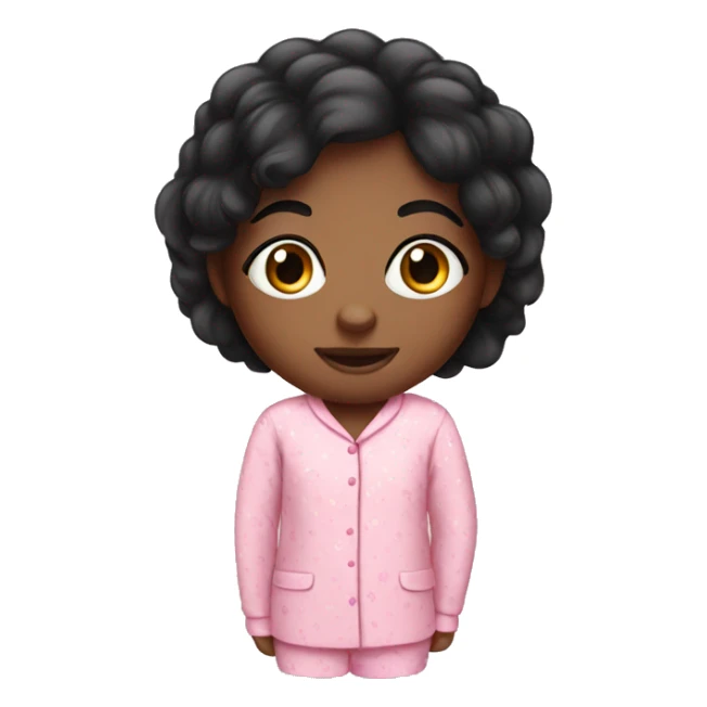 Black hair girl in pink pajamas  sticker