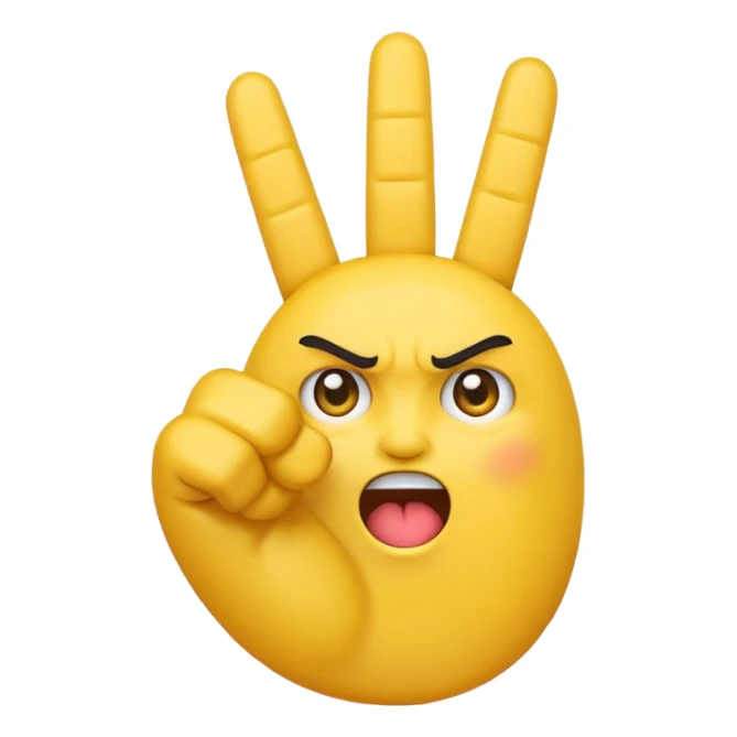 A emoji like 😂 with a middle finger and a hand pointing at us sticker