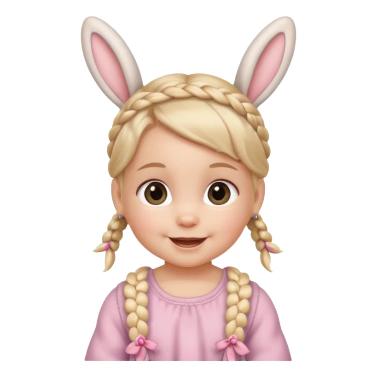 bunny ear accessory wearing baby braided hair sticker