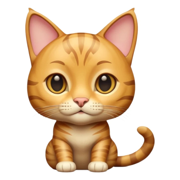 A 3D cartoon golden tabby Bengal cat with realistic striped pattern, warm lighting, natural depth, Memoji-style cinematic detail. sticker