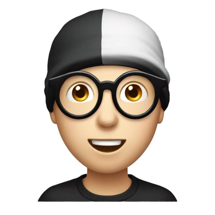 white boy with a black bonnet and rond glasses who is stupefied with open mouth sticker