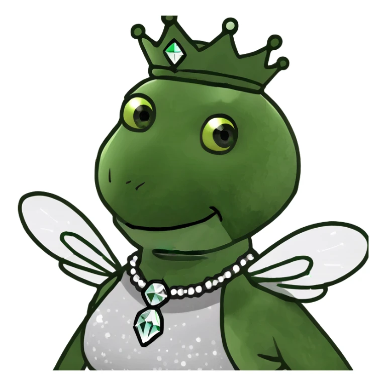 Fancy mint green queen bee with diamond jewelry, rhinestone embellishments, and glitter sparkles sticker