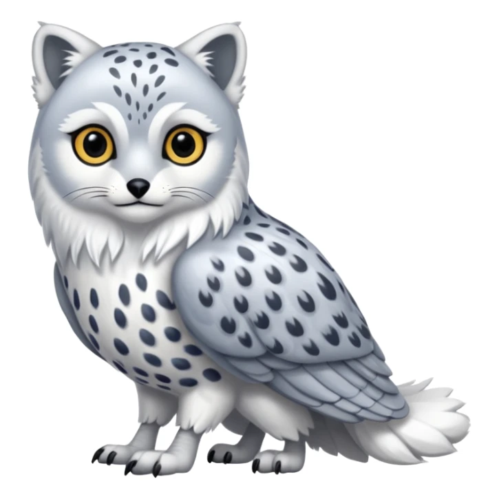 Snow-Leopard-Arctic-Fox-Snowy-Owl-fusion-hybrid-animal-creature, full body sticker