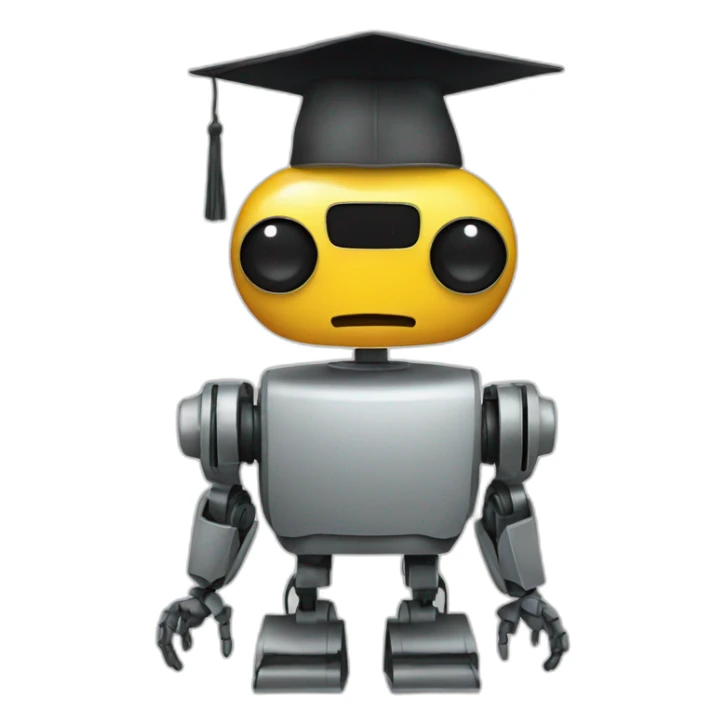 the robot in the graduate's hat sticker