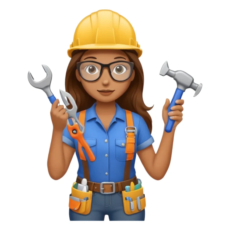 beautiful girl with long brown hair constructing new bathroom sticker