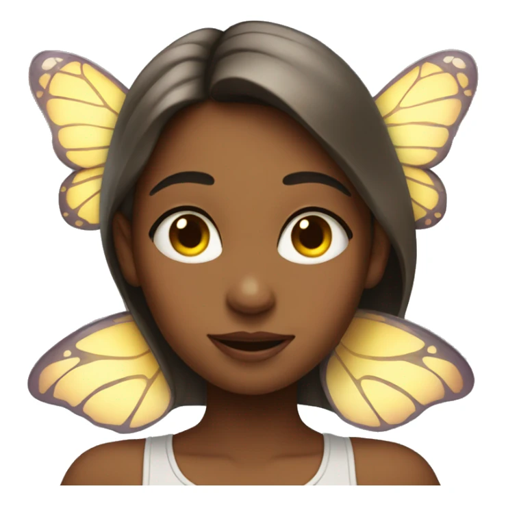 A girl flying with butterfly wings and both hands on her eyes sticker