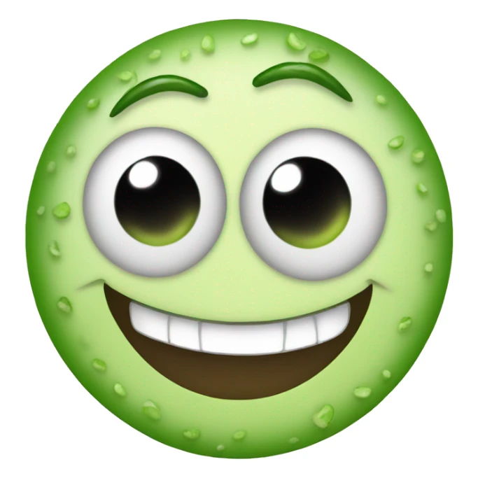 Emoji with cucumber eyes and a big smile sticker