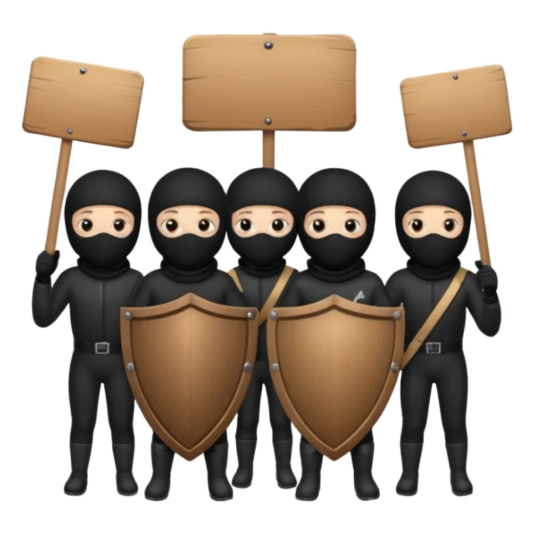 Ski mask people wearing black with shields and signs sticker