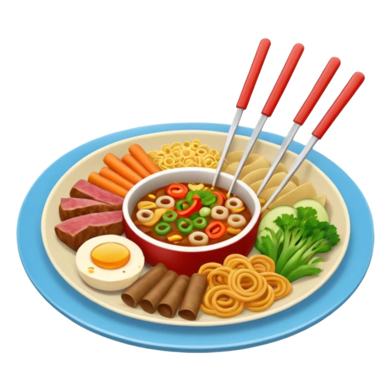 Plato de comida asiática con tenedor y cuchillo en los laterales sticker