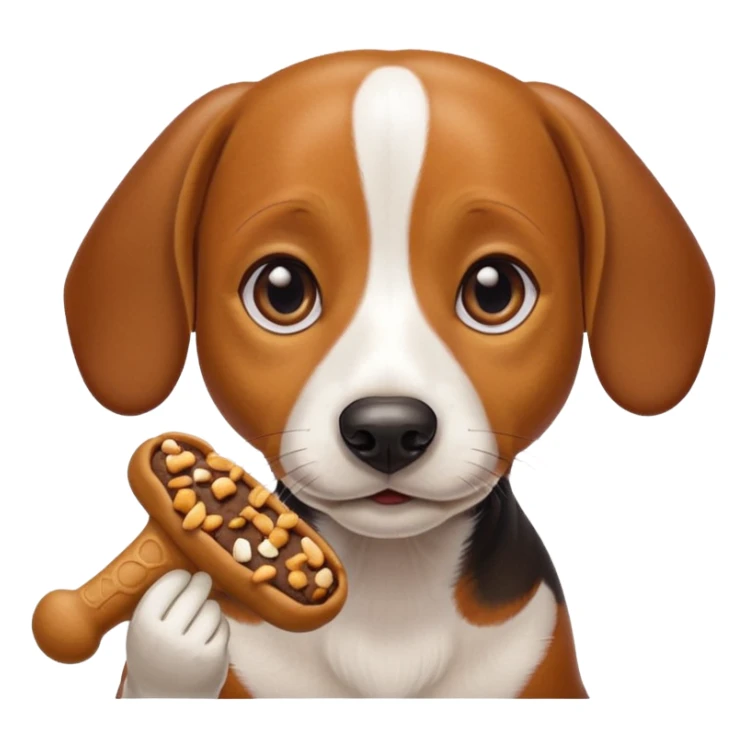 beagle dachshund mix with a treat sticker