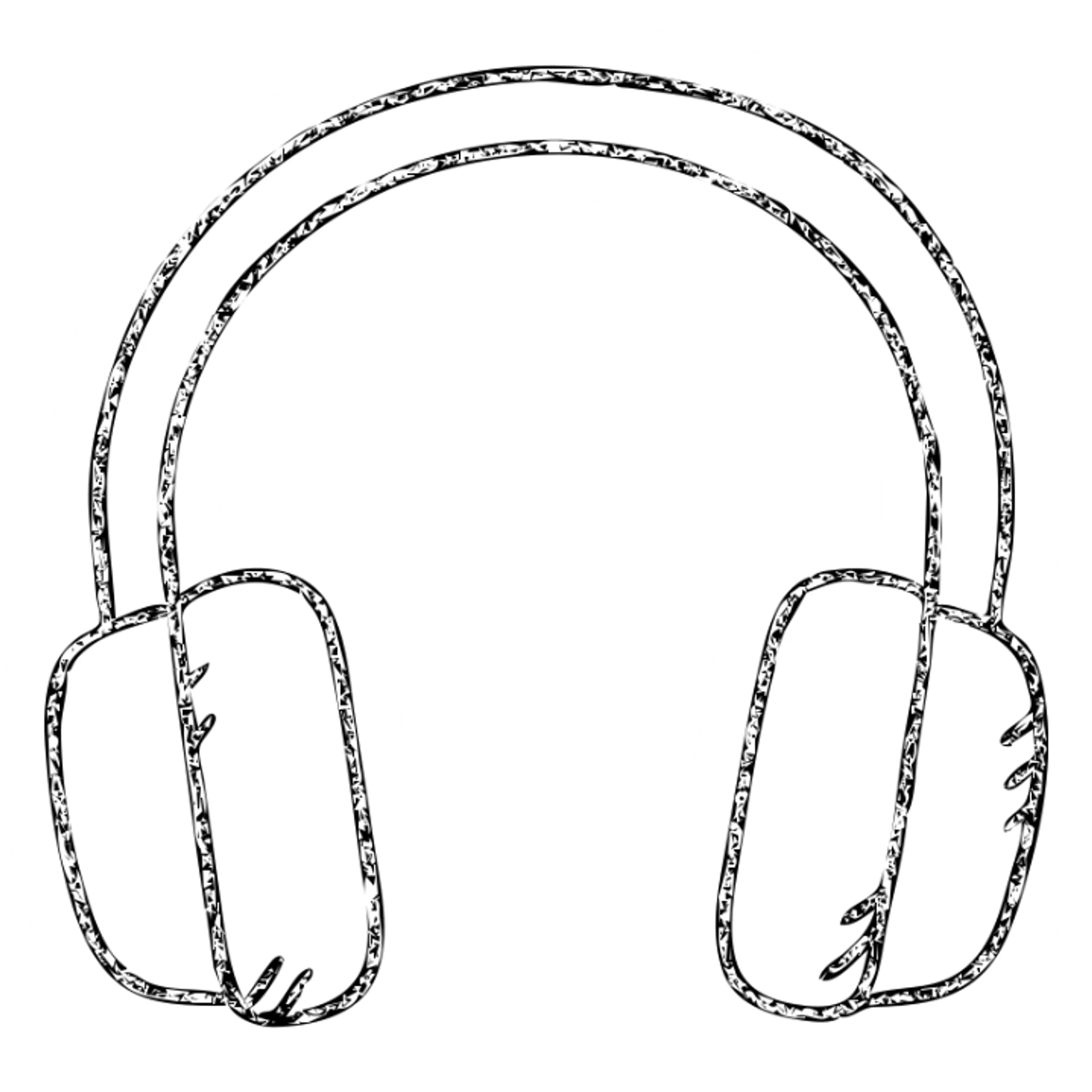hand drawn outlined headphones icon sticker