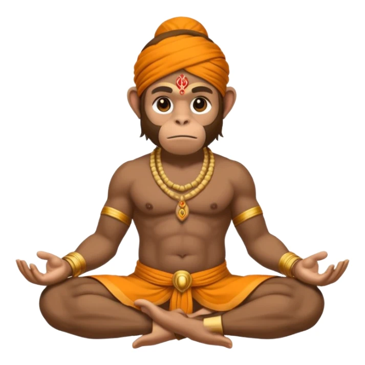 Hanuman ji monkey face hunk build body having mukut and dhoti and should be seated in pease to pray Ramji sticker