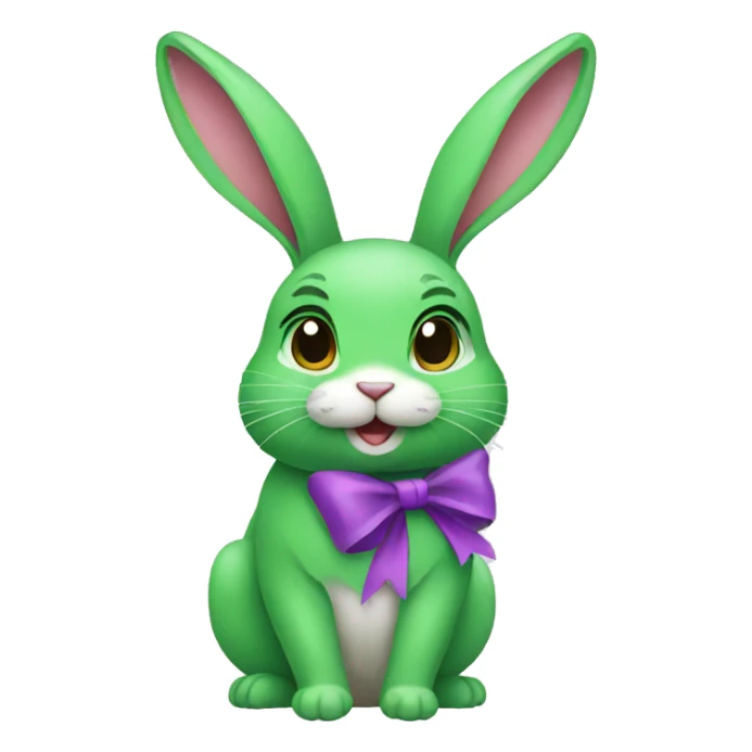 Female green rabbit with a purple bow sticker