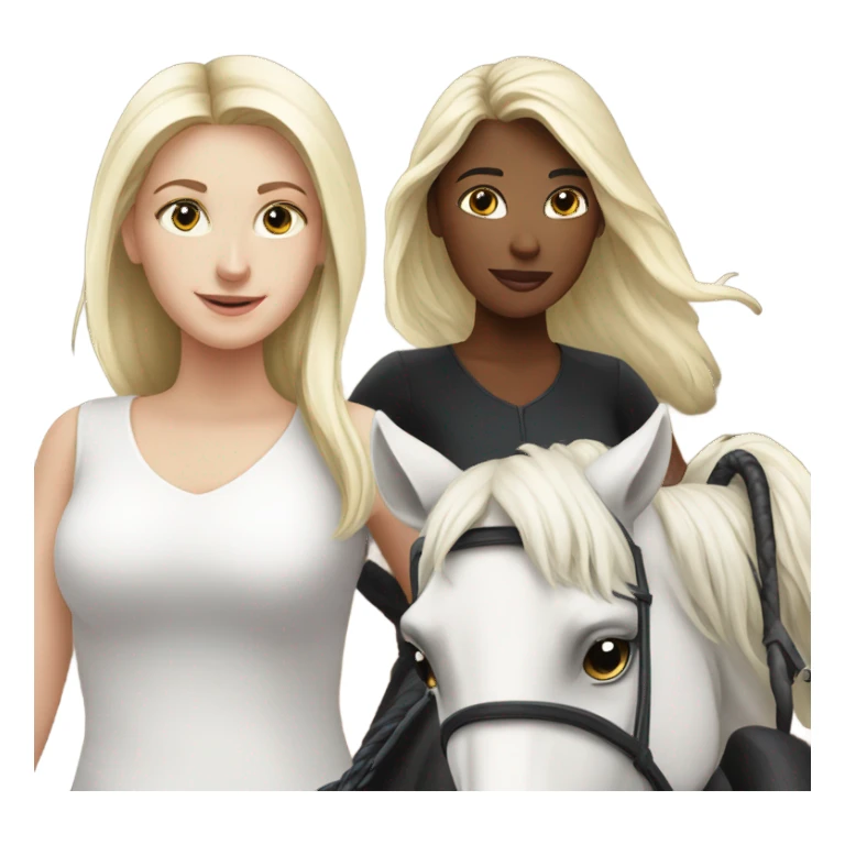 White girl riding black horse and white girl riding white horse sticker