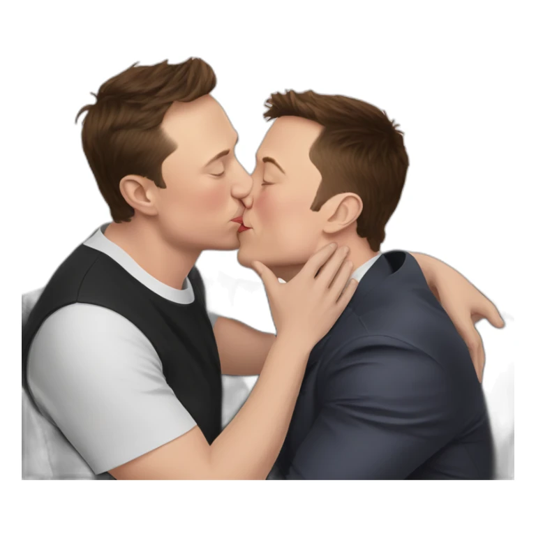 Elon Musk kissing Zuckerberg sticker