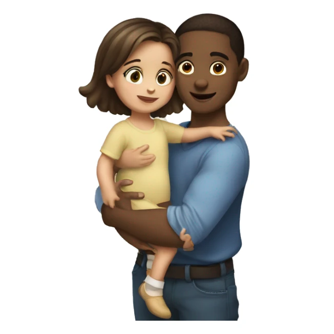 Fair skinned brunette girl holding boy toddler sticker