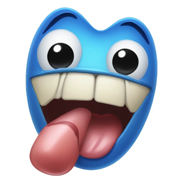 Generic tongue poking out emoji but with blue tongue sticker
