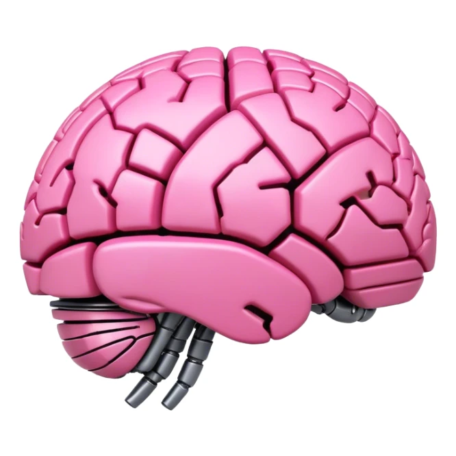 3d pink robotic brain in a form of earth sticker
