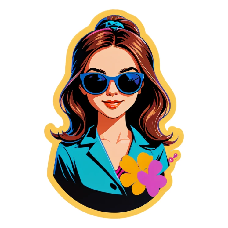 Girl with sunglasses  sticker