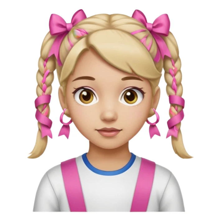 a bay girl with two ponytails and pink ribbons sticker