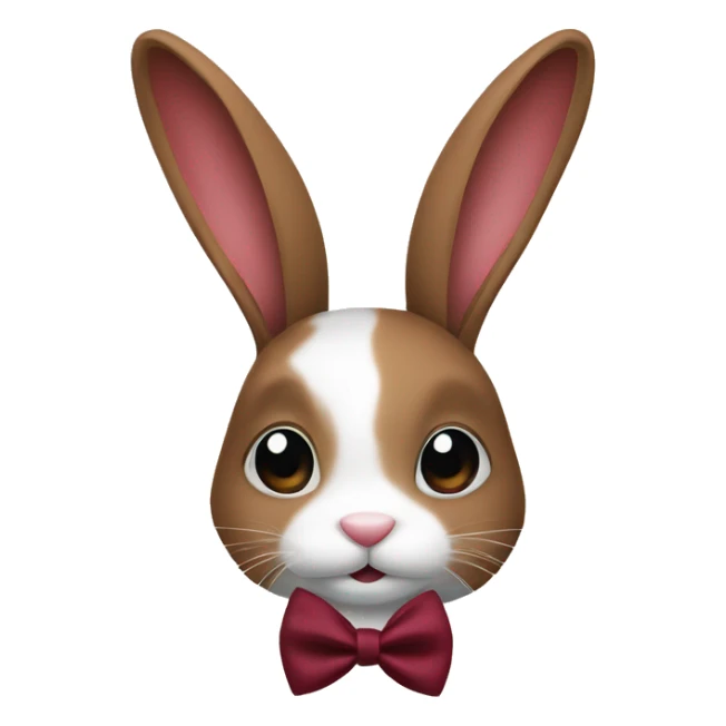 Brown and white bunny with burgundy bow sticker