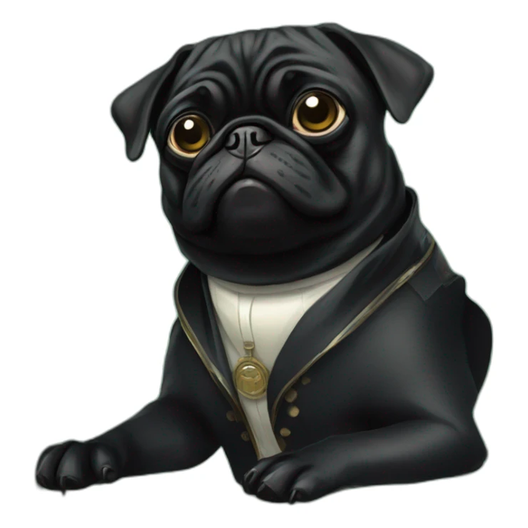 A cyberpunk black pug in Art Nouveau style during 1910 sticker