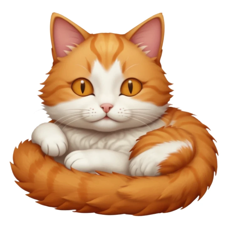 ginger and white small cat eyes closed lying down in weird position sticker