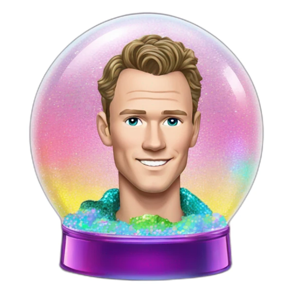 Jonathan Toews inside a rainbow sequin neon disco snow globe with pastel roses sticker