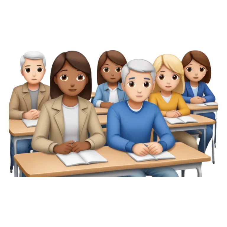 adults sitting in a classroom facing away sticker