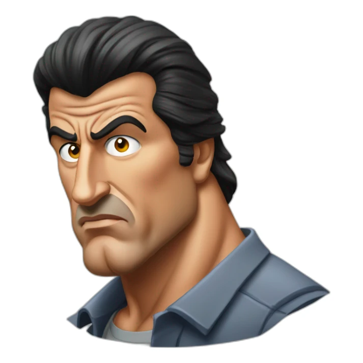 sylvester stallone serious cartoon wearing shirt sticker