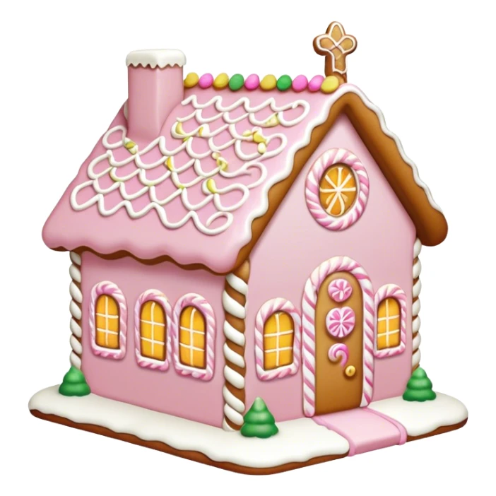 light pink and gold and white gingerbread house sticker
