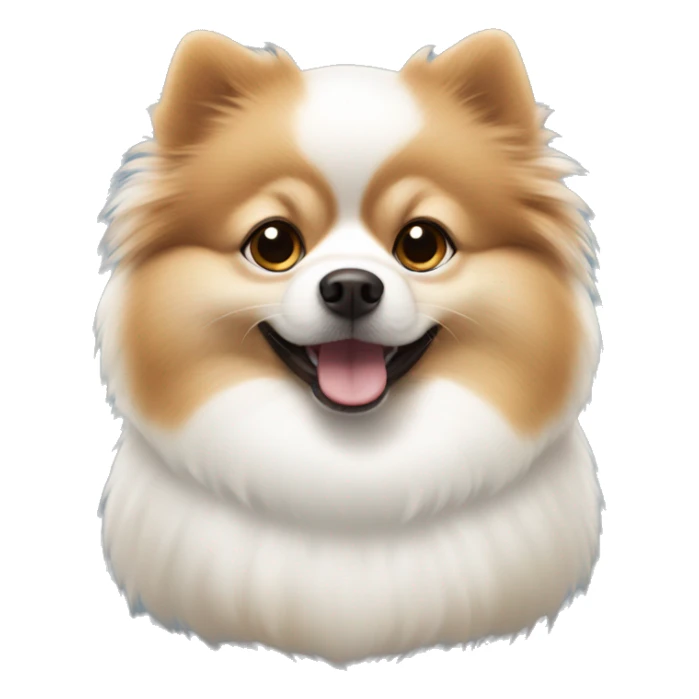 The dog is a white Pomeranian with a brown stripe on his forehead sticker