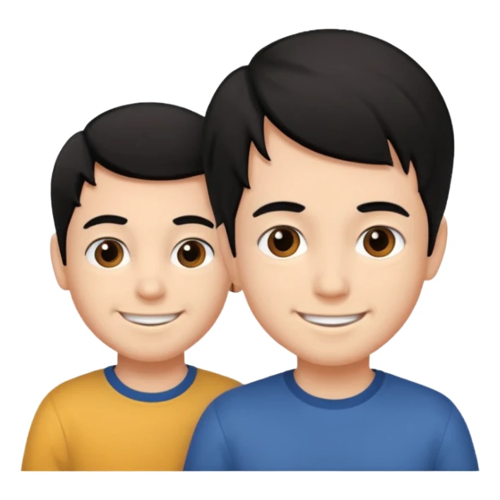 boys smiling one with black hair and one with right  sticker