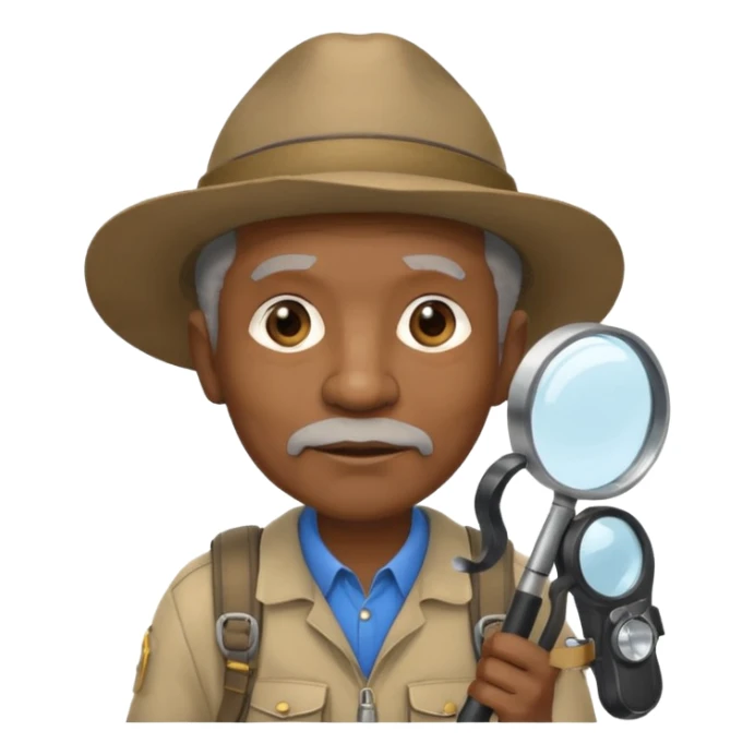 Explorer old black Man with backpack and magnifying glass sticker
