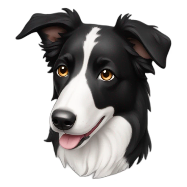 black short hair boarder collie with white neck sticker