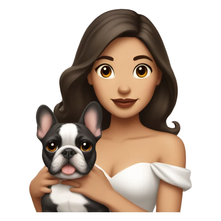 Princess brunette Latina with French bulldog  sticker