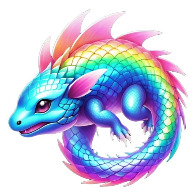  Shiny sparkly transparent bioluminescent luminescent vibrant bright pastel dark exotic tropical iridescent colorful nebula rainbow gradients cyber-Protogen-Fakémon-Pokémon-Vernid-creature sticker
